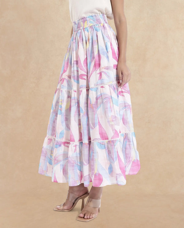 Rareism Women Brindsi Multi Flared Maxi Abstract Print Skirt