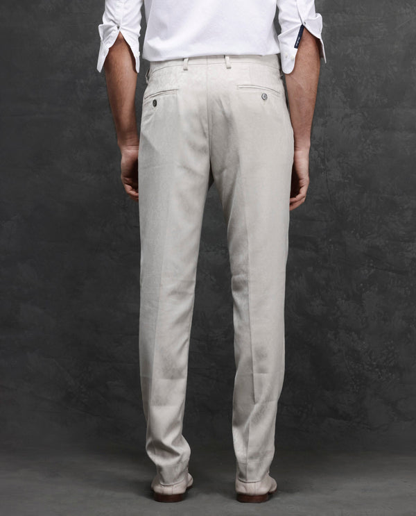 Rare Rabbit Men's Bristol Beige Mid-Rise Regular Fit Premium Jacquard Trousers