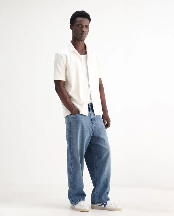 Rare Rabbit Men Bron Blue Plain Jeans