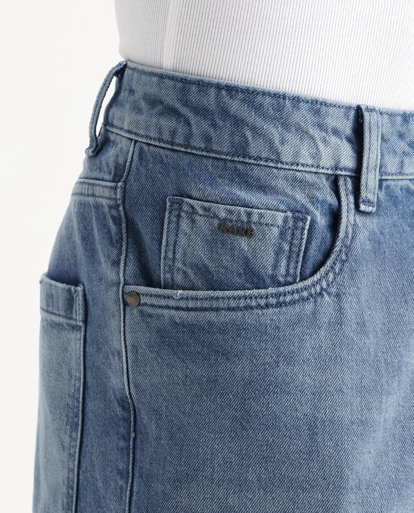 Rare Rabbit Men Bron Blue Plain Jeans