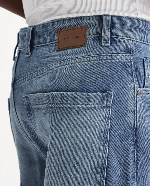 Rare Rabbit Men Bron Blue Plain Jeans