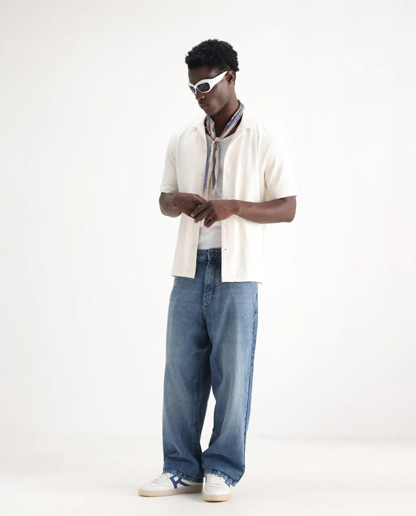 Rare Rabbit Men Bron Blue Plain Jeans