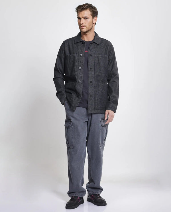 Rare Rabbit Men Brond Black Cotton Fabric Full Sleeves Collared Neck Zipper Closure Plain Jacket