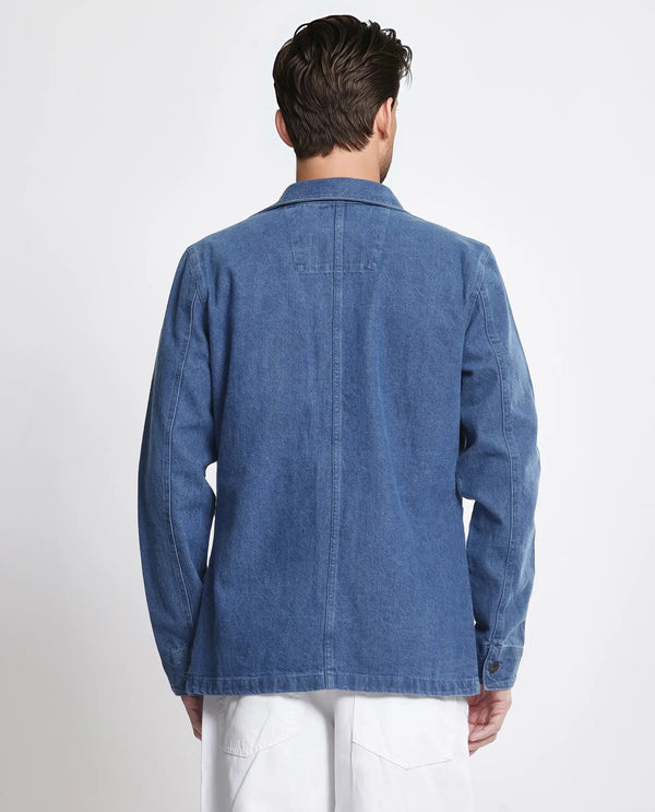 Rare Rabbit Men Brond Blue Cotton Fabric Full Sleeves Collared Neck Zipper Closure Plain Jacket