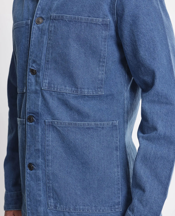 Rare Rabbit Men Brond Blue Cotton Fabric Full Sleeves Collared Neck Zipper Closure Plain Jacket
