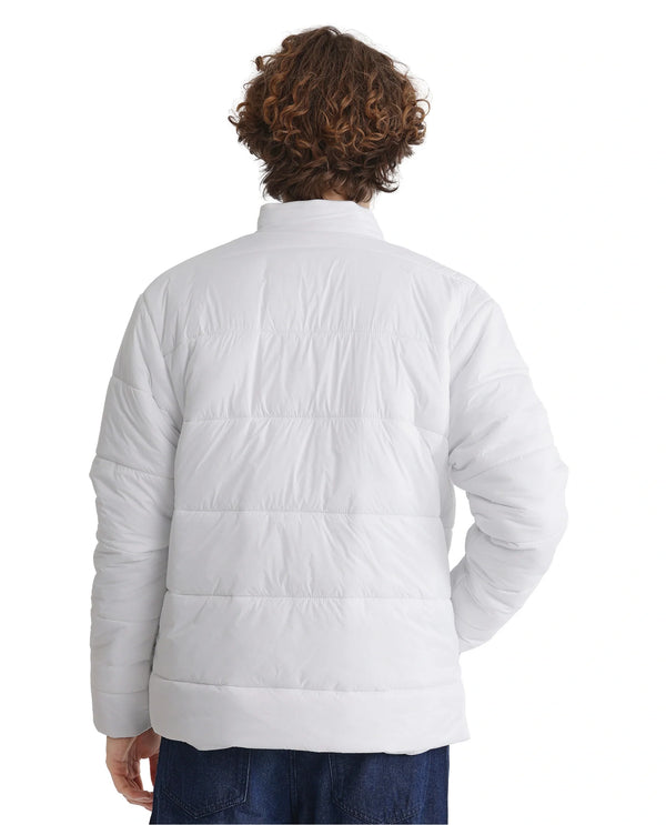 Rare Rabbit Men's Bront White Nylon Fabric Full Sleeve Curved Collar Regular Fit Plain Jacket