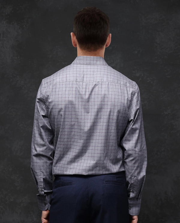 Rare Rabbit Men Bronz Grey Cotton Fabric Full Sleeve Regular Fit Check Shirt
