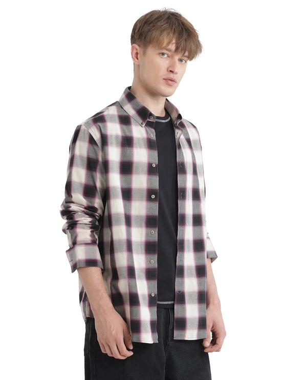 Rare Rabbit Men's Bung Pink Cotton Fabric Regular Fit Graphic Backprint Regular Collar Checks Shirt