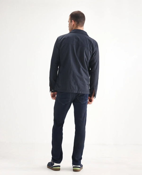 Rare Rabbit Men Burd Blue Cotton Polyester Fabric Slim Fit Dark Wash Plain Denim Pant