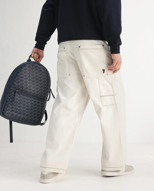 Rare Rabbit Men Cade White Cotton Fabric Button And Zip Closure Baggy Loose Fit Plain Jeans