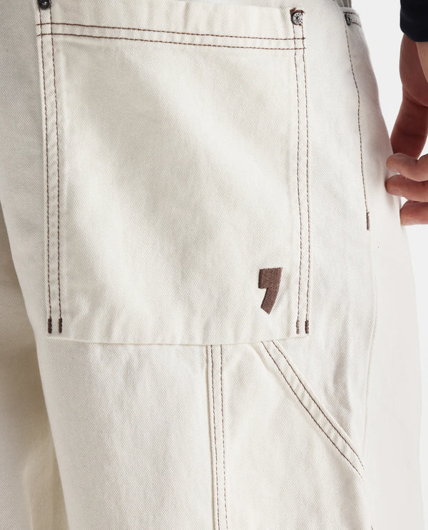 Rare Rabbit Men Cade White Cotton Fabric Button And Zip Closure Baggy Loose Fit Plain Jeans
