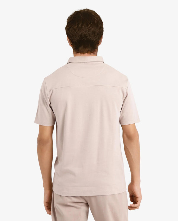 Rare Rabbit Men Calix Beige Short Sleeve Collared Neck Plain Embroidered Logo Polo