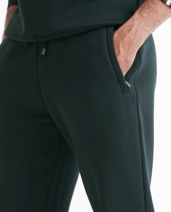 Rare Rabbit Mens Callan Dark Green Cotton Polyester Fabric Drawstring Closure Regular Fit Mid Rise Embroidered Branding Trackpant