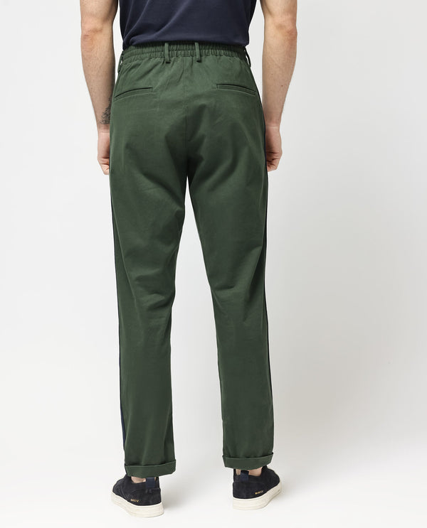 Rare Rabbit Mens Caloon Green Cotton Blend Drawstring Closure Regular Fit Solid Trouser