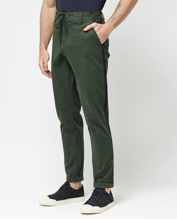 Rare Rabbit Mens Caloon Green Cotton Blend Drawstring Closure Regular Fit Solid Trouser
