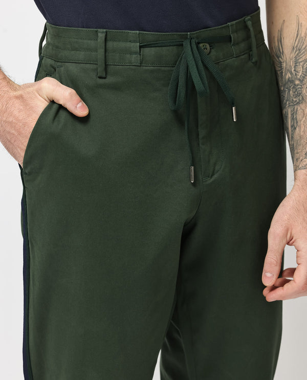 Rare Rabbit Mens Caloon Green Cotton Blend Drawstring Closure Regular Fit Solid Trouser