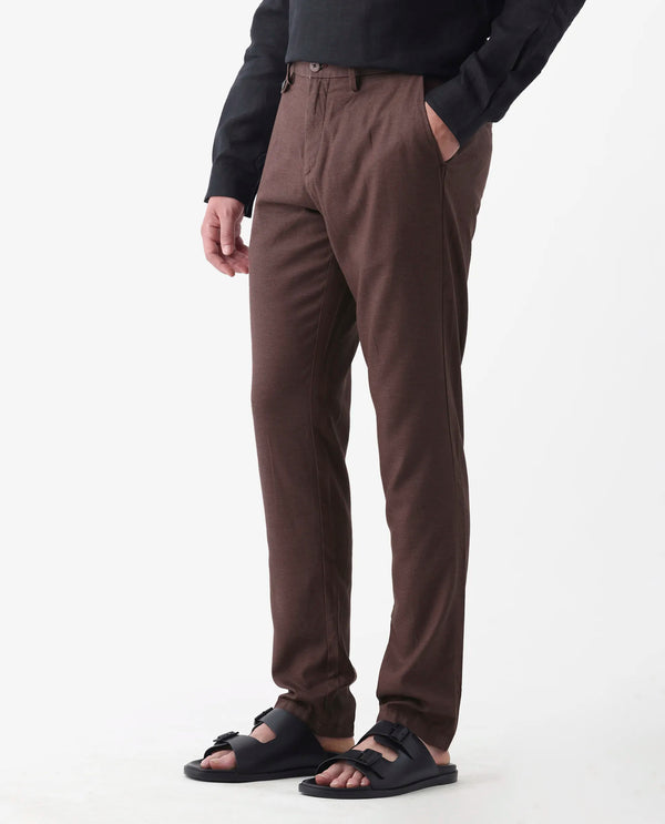 Rare Rabbit Men'S Cameo Maroon Solid Mid-Rise Regular Fit Trouser