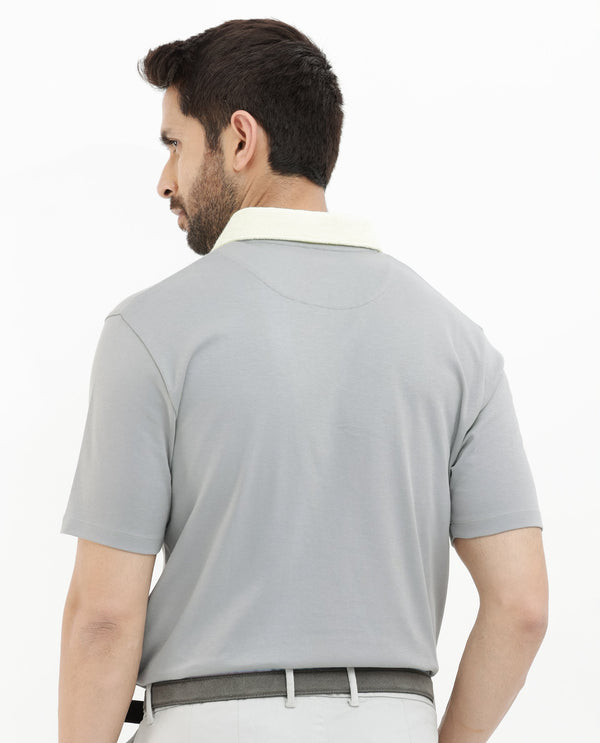 Rare Rabbit Mens Canot Grey Cotton Short Sleeve Solid Polo T-Shirt