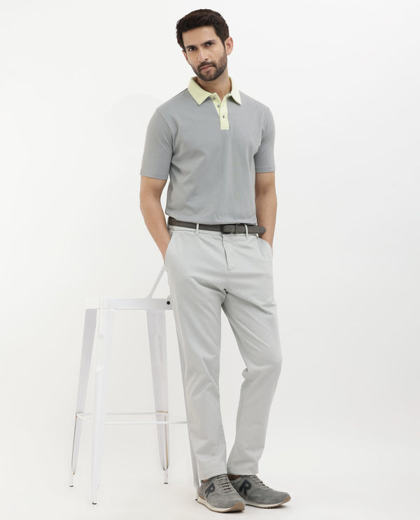 Rare Rabbit Mens Canot Grey Cotton Short Sleeve Solid Polo T-Shirt
