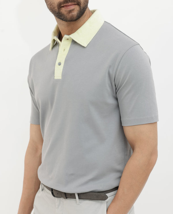 Rare Rabbit Mens Canot Grey Cotton Short Sleeve Solid Polo T-Shirt