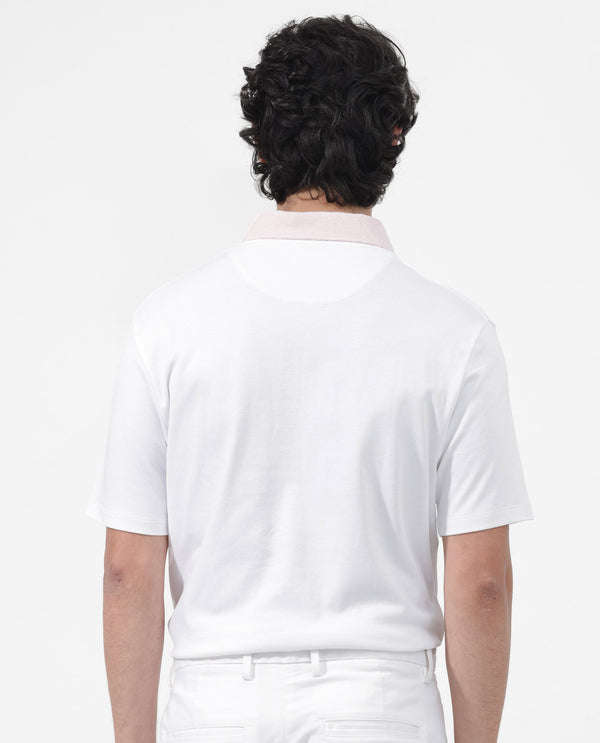 Rare Rabbit Mens Canot White Cotton Fabric Short Sleeves Solid Polo T-Shirt