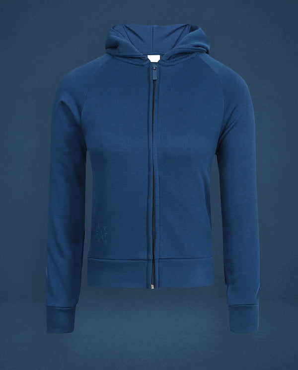 Rareism Women Capper Dusky Green Cotton Blend Fabric Full Sleeves Solid Hooded Jacket