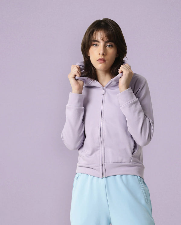 Rareism Women Capper Light Pink Cotton Blend Fabric Full Sleeves Solid Hooded Jacket