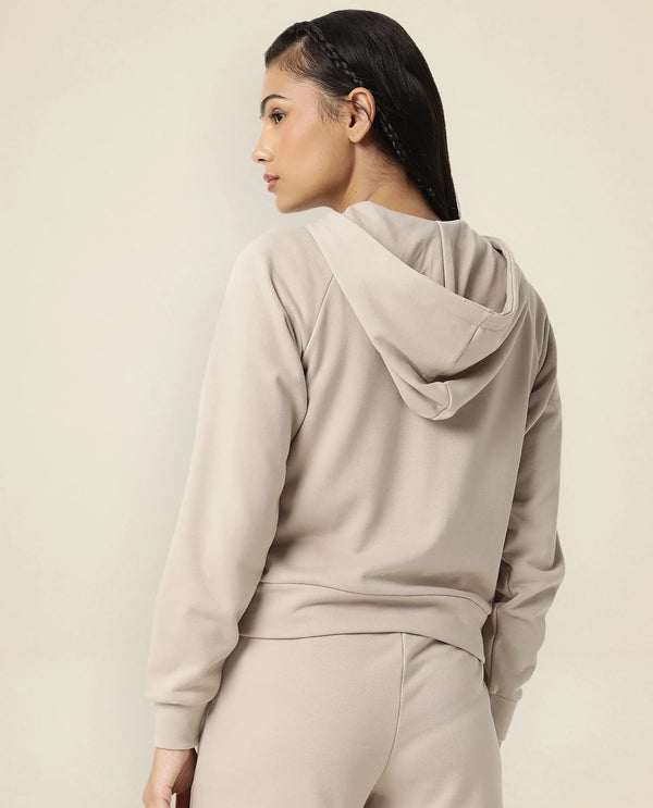 Rareism Women Capper Beige Cotton Blend Fabric Full Sleeves Solid Hooded Jacket