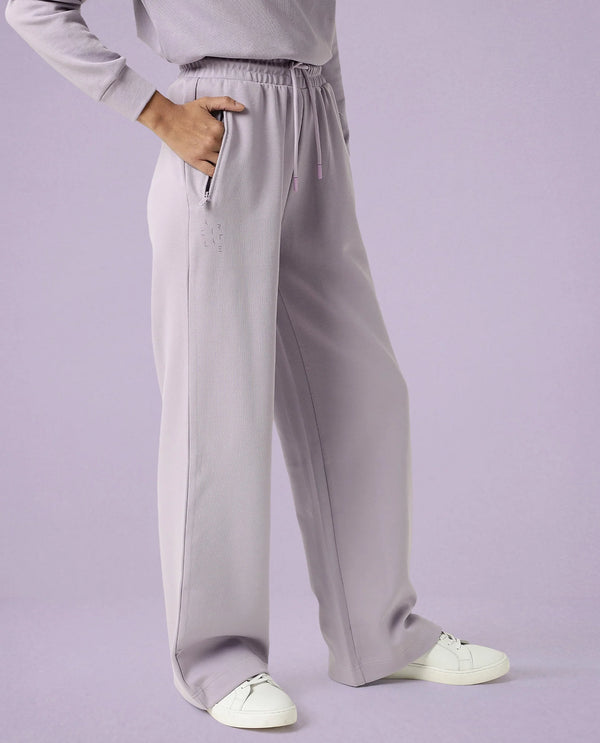 Rareism Women Capsule Light Pink Cotton Blend Fabric Relaxed Fit Solid Mid Rise Ankle Length Track Pant