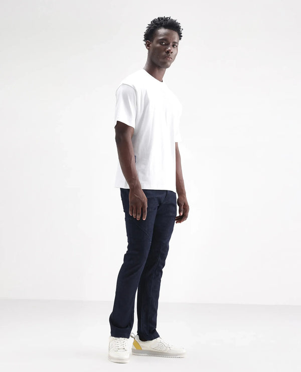 Rare Rabbit Men's Cardiff Blue Dark Wash Mid Rise Regular Fit Jeans