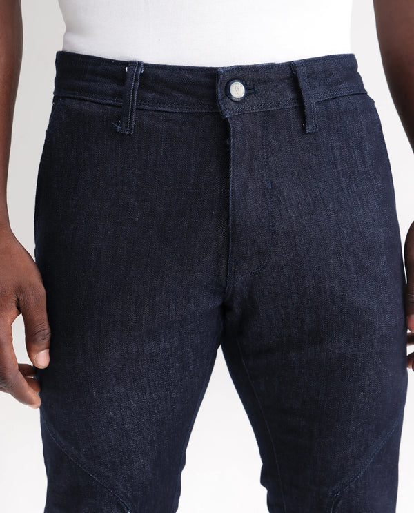 Rare Rabbit Men's Cardiff Blue Dark Wash Mid Rise Regular Fit Jeans