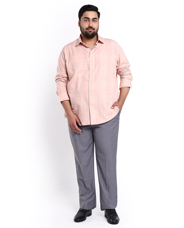 Rare Rabbit Men's Carnet Dusky Pink Cotton Polyester Fabric Full Sleeves Checks Shirt Plus Size