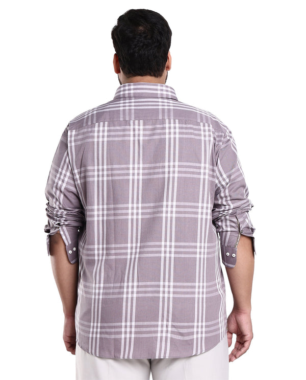 Rare Rabbit Men's Carnet Dusky Purple Cotton Polyester Fabric Full Sleeves Checks Shirt Plus Size