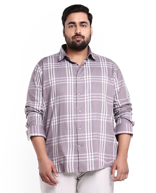 Rare Rabbit Men's Carnet Dusky Purple Cotton Polyester Fabric Full Sleeves Checks Shirt Plus Size