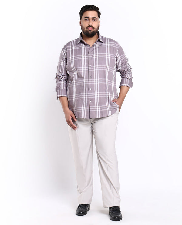 Rare Rabbit Men's Carnet Dusky Purple Cotton Polyester Fabric Full Sleeves Checks Shirt Plus Size