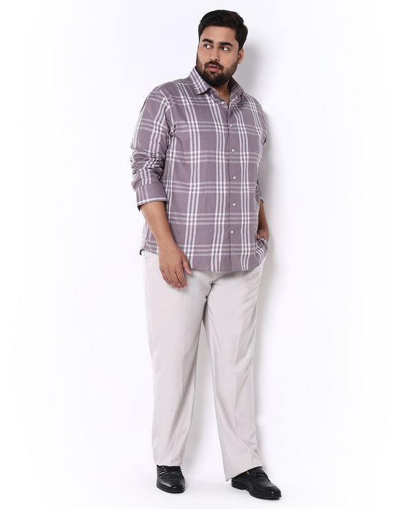 Rare Rabbit Men's Carnet Dusky Purple Cotton Polyester Fabric Full Sleeves Checks Shirt Plus Size