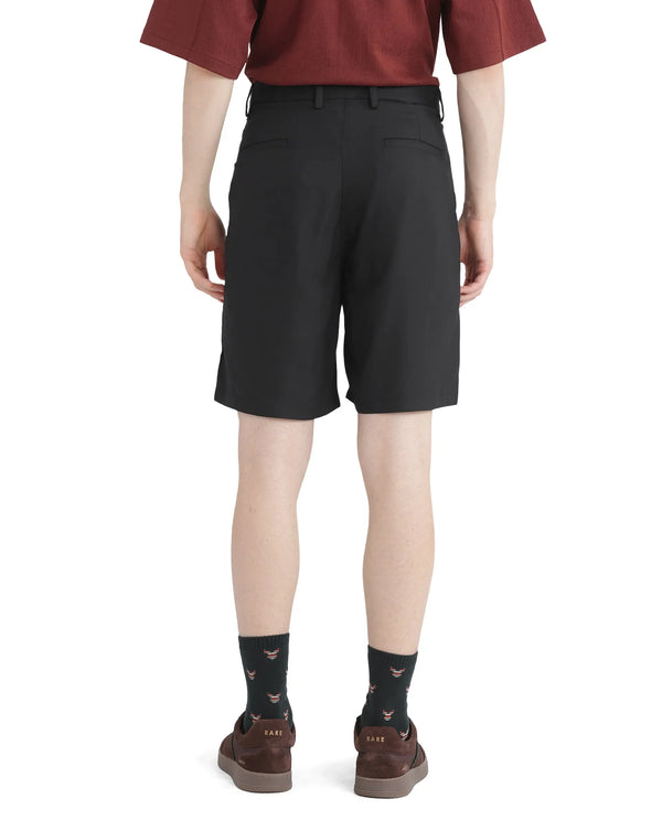 Rare Rabbit Men's Caro-B Black Cotton Fabric Mid Rise Button Closure Oversized Fit Plain Shorts