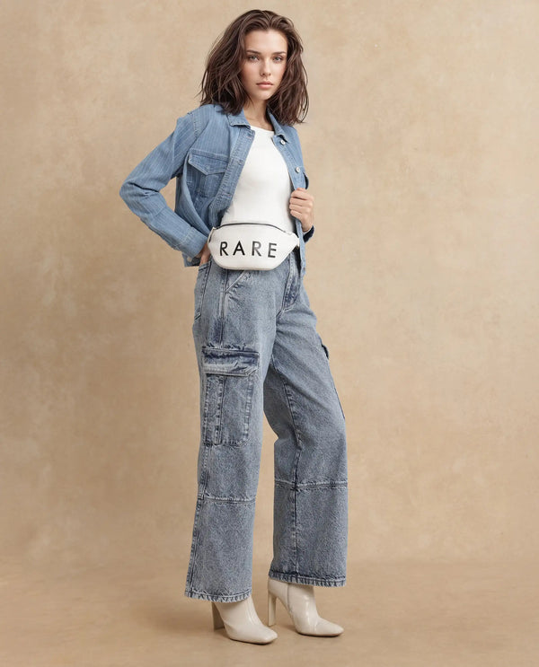 Rareism Women Caro Light Blue Cotton Fabric Plain Jeans