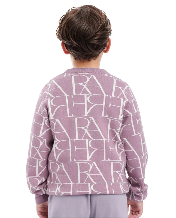 Rare Ones Kids Carrio Dusky Purple Full Sleeve Cotton Printed Regular Fit Sweater