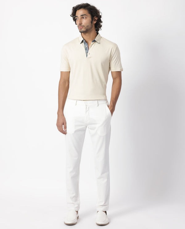 Rare Rabbit Men's Casca Dark Beige Cotton Fabric Collared Neck Half Sleeves Polo T-Shirt