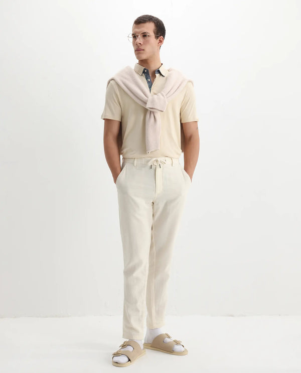 Rare Rabbit Men's Casca Dark Beige Cotton Fabric Collared Neck Half Sleeves Polo T-Shirt