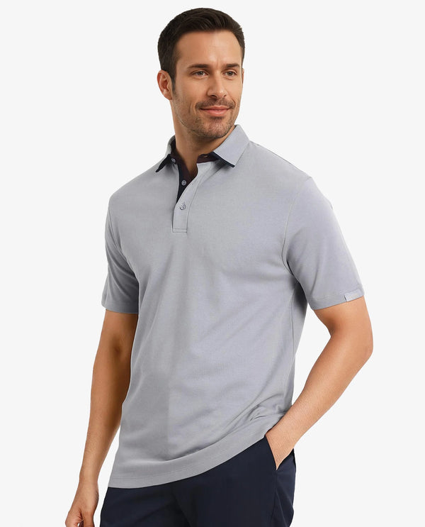 Rare Rabbit Men's Casca Dark Grey Cotton Fabric Collared Neck Half Sleeves Polo T-Shirt