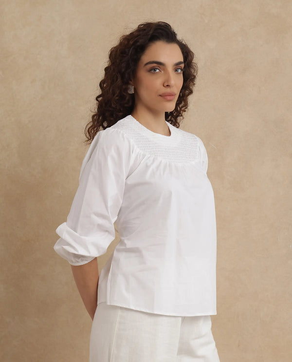 Rareism Women Cassius White Plain Top