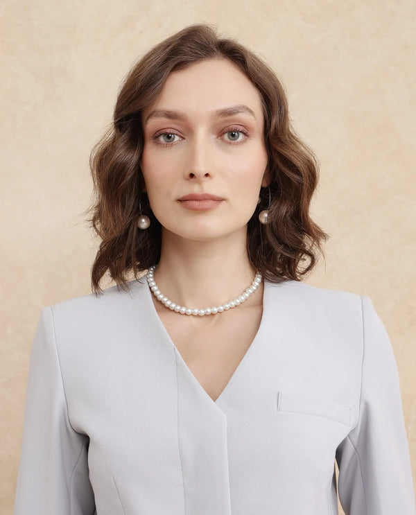 Rareism Women Castlei Light Grey Full Sleeve V-Neck Button Closure Plain Jacket