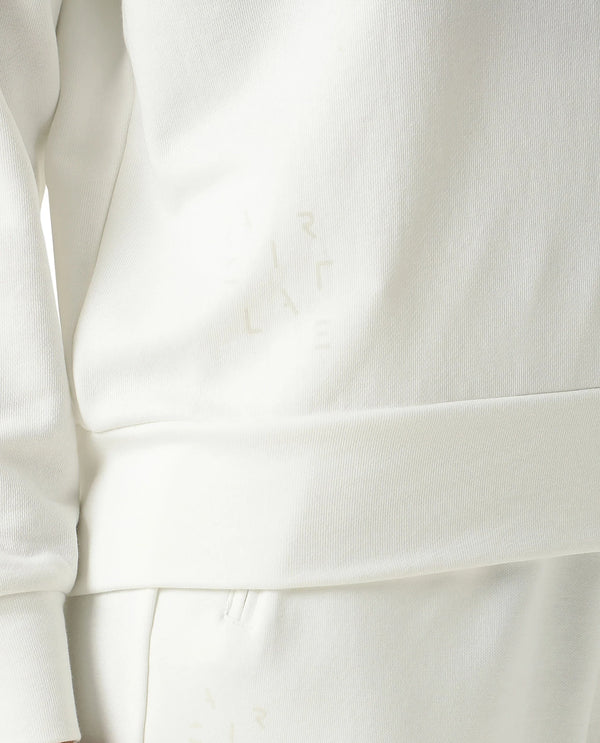 Rareism Women Cax Off White Cotton Blend Fabric Relaxed Fit Full Sleeves Solid Round Neck Sweatshirt