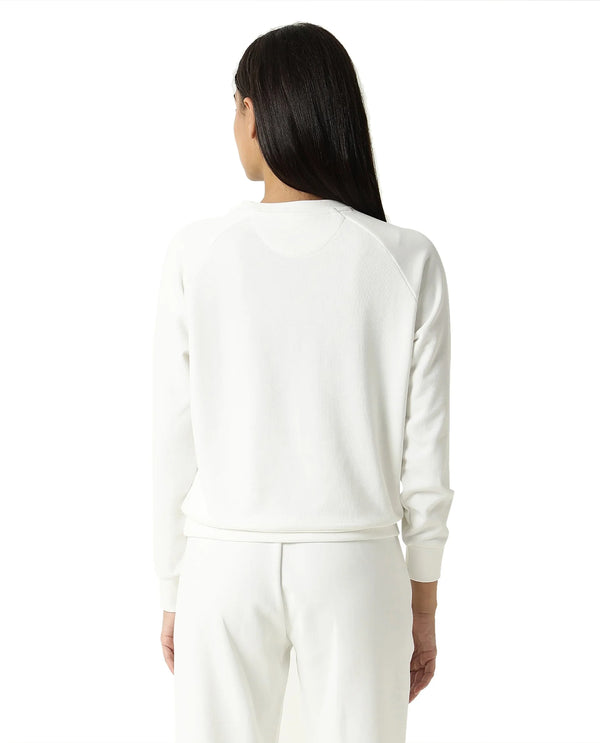 Rareism Women Cax Off White Cotton Blend Fabric Relaxed Fit Full Sleeves Solid Round Neck Sweatshirt