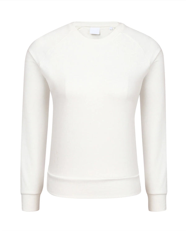 Rareism Women Cax Off White Cotton Blend Fabric Relaxed Fit Full Sleeves Solid Round Neck Sweatshirt