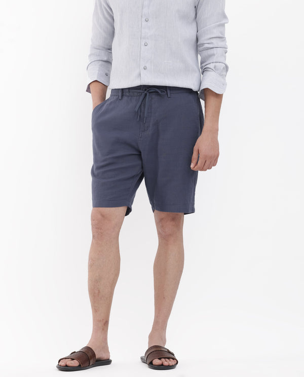 Rare Rabbit Men's Pinto Purple Cotton Fabric Knee Length Solid Shorts