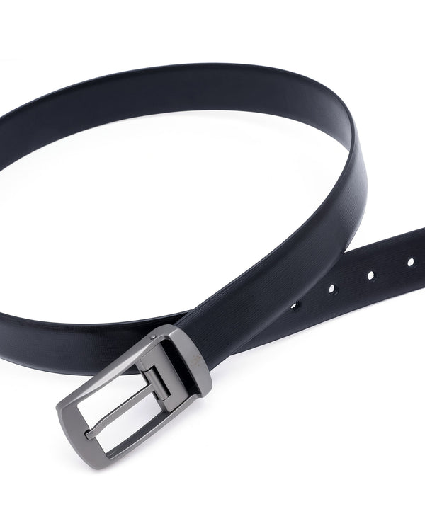 Rare Rabbit Men's Cedric Black Twistable Buckle Reversible Textured Genuine Leather Belt