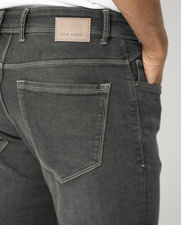 Rare Rabbit Men's Celebi Grey Mid Wash Mid-Rise Slim Fit Jeans